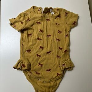 Kate Quinn Golden Horse Print Kids Bodysuit Onesie